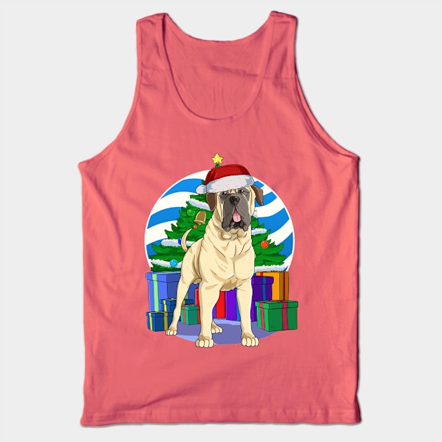 Funny English Mastiff Dog Cute Santa Christmas Gift Tank Top by Noseking